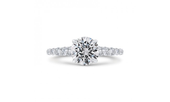 Shah Luxury 14K White Gold Round Diamond Engagement Ring with Milgrain (Semi-Mount)