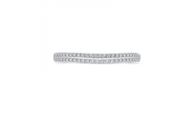 Shah Luxury Round Diamond Half-Eternity Wedding Band In 14K Two-Tone Gold with Euro Shank