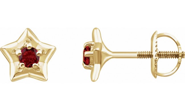 14K Yellow 3 mm Round January Youth Star Birthstone Earrings