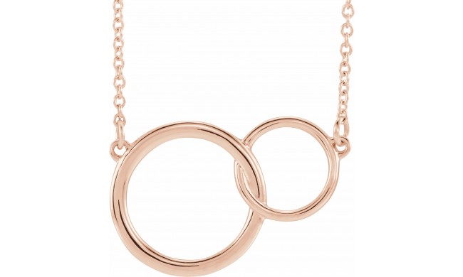 14K Rose 20x14 mm Interlocking Circle 16-18 Necklace