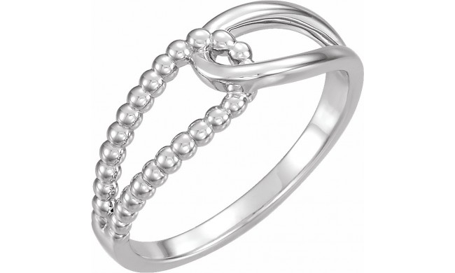 14K White Beaded Ring