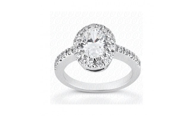 14k White Gold Diamond Semi-Mount Halo Engagement Ring