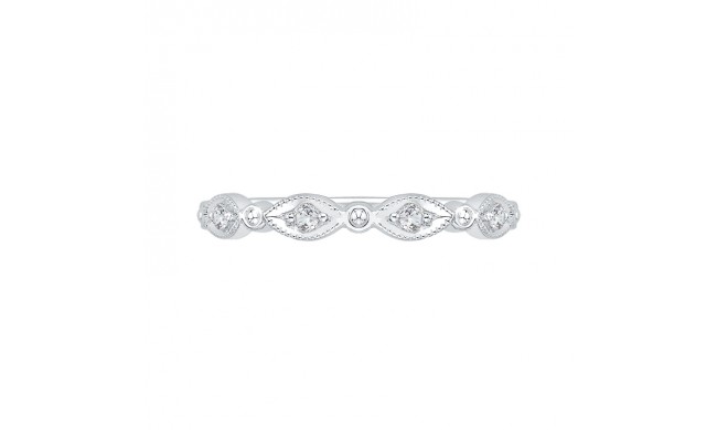 Shah Luxury 14K White Gold Round Diamond Wedding Band with Euro Shank