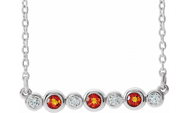 14K White Citrine & .08 CTW Diamond Bezel-Set Bar 16-18 Necklace