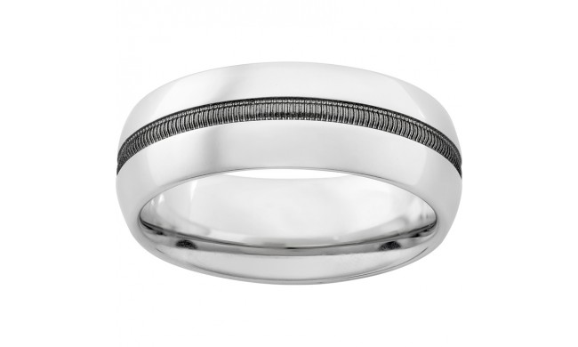 Serinium Domed Band with Milgrain Texture and Polish Finish