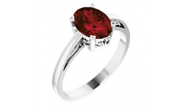 14K White Mozambique Garnet Ring