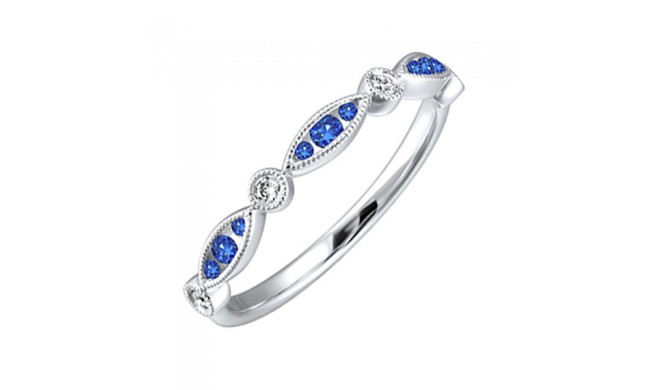 Gems One 14Kt White Gold Diamond (1/20Ctw) & Sapphire (1/5 Ctw) Ring