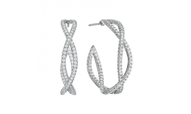 Henri Daussi White Platinum Diamond Hoop Earrings