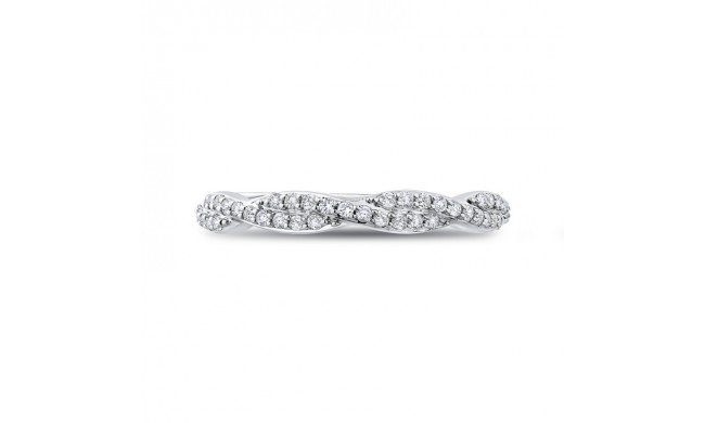 Shah Luxury 14K White Gold Round Diamond Criss-Cross Wedding Band