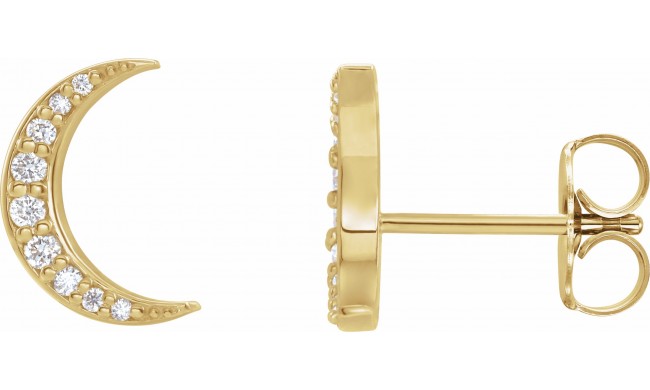 14K Yellow 1/10 CTW Diamond Crescent Moon Earrings
