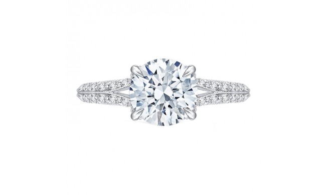 Shah Luxury 14K White Gold Round Diamond Engagement Ring with Split Shank (Semi-Mount)