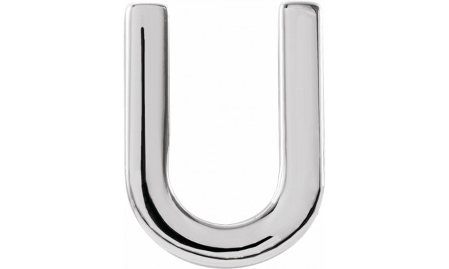 14K White Single Initial U Earring