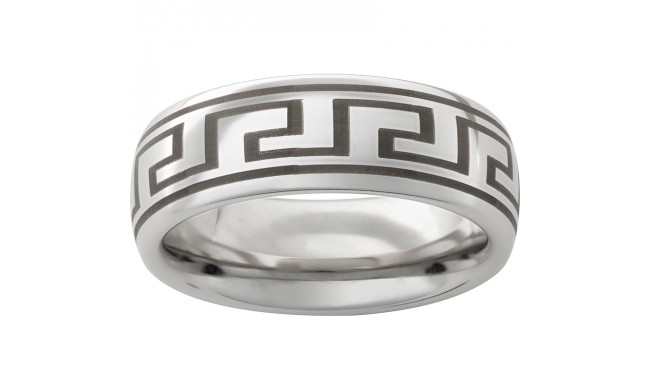 Serinium Domed Band with Greek Laser Engraving