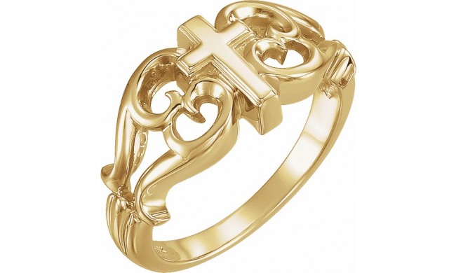 10K Yellow Sculptural Cross Ring