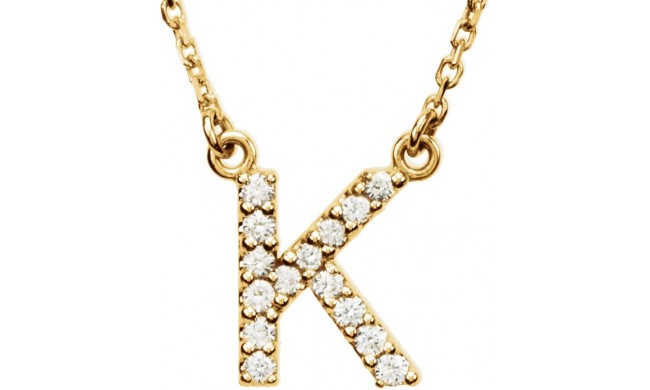 14K Yellow Initial K 1/8 CTW Diamond 16 Necklace