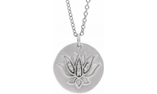 14K White .025 CTW Diamond Lotus 16-18 Necklace