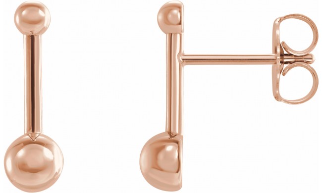 14K Rose Bar & Ball Earrings