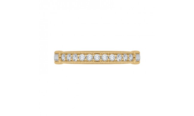 Shah Luxury 14K Yellow Gold Round and Princess Diamond Wedding Band