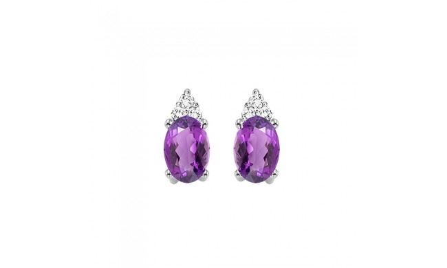 Gems One 10Kt White Gold Diamond (1/20Ctw) & Amethyst (5/8 Ctw) Earring