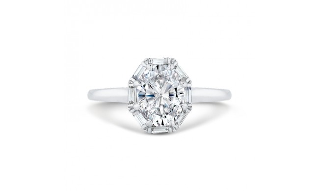 Shah Luxury 14K White Gold Oval Cut Diamond Halo Engagement Ring (Semi-Mount)