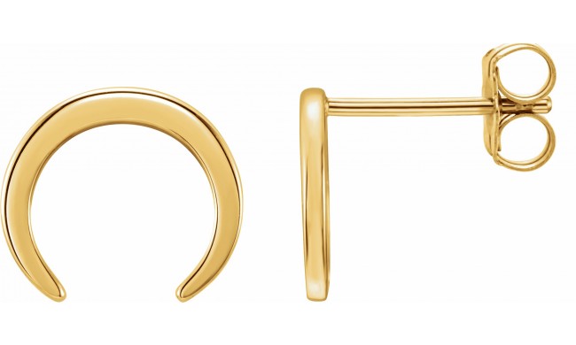 14K Yellow Crescent Earrings