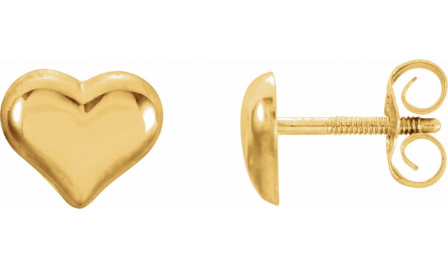 14K Yellow Puffed Heart Earrings