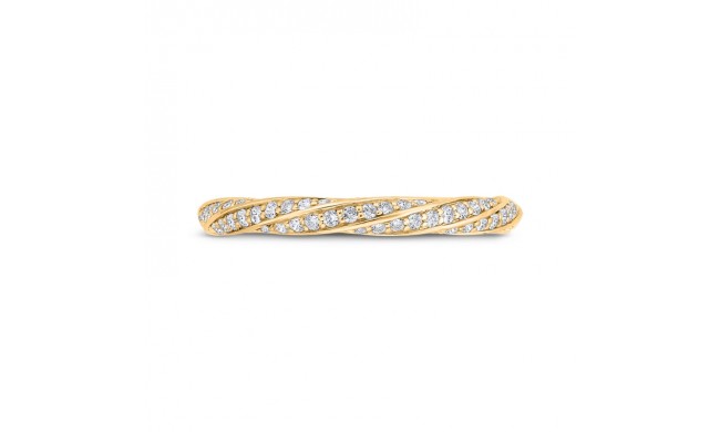 Shah Luxury 14K Yellow Gold Round Cut Diamond Wedding Band