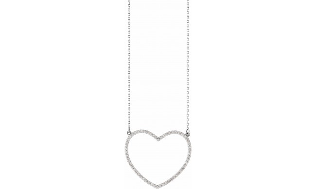 14K White 3/8 CTW Diamond Large Heart 16 Necklace