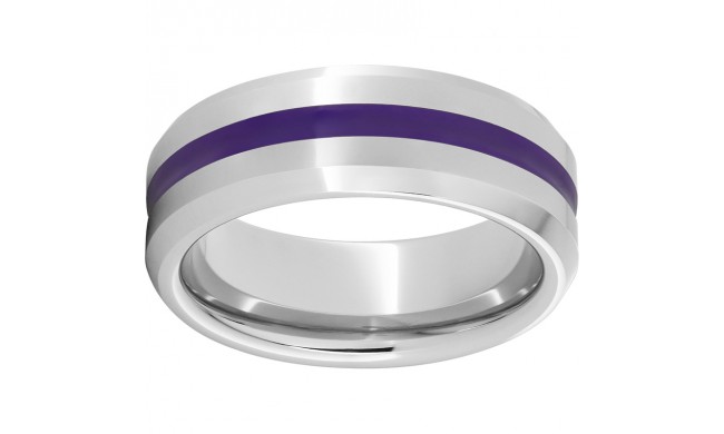 Serinium Beveled Edge Band with a 2mm Purple Enamel Inlay