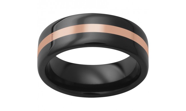 Black Diamond Ceramic Pipe Cut Band with 2mm 14K Rose Gold Inlay
