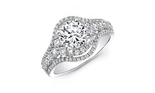 18k White Gold Double Halo Diamond Engagement Ring