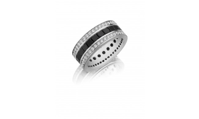 Henri Daussi 9mm Men's Wedding Band MB14 18k Gold White B 4.05 Ctw., W 1.15 Ctw. Black Diamond, White Diamond