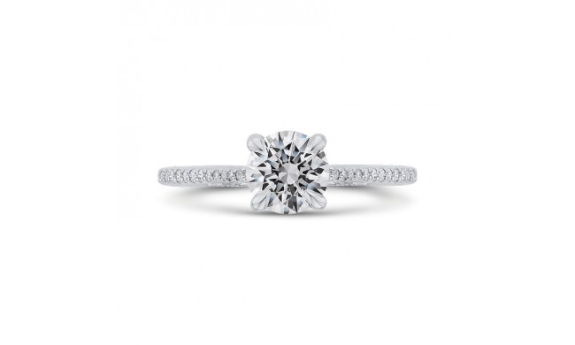 Shah Luxury 14K White Gold Round Diamond Engagement Ring (Semi-Mount)