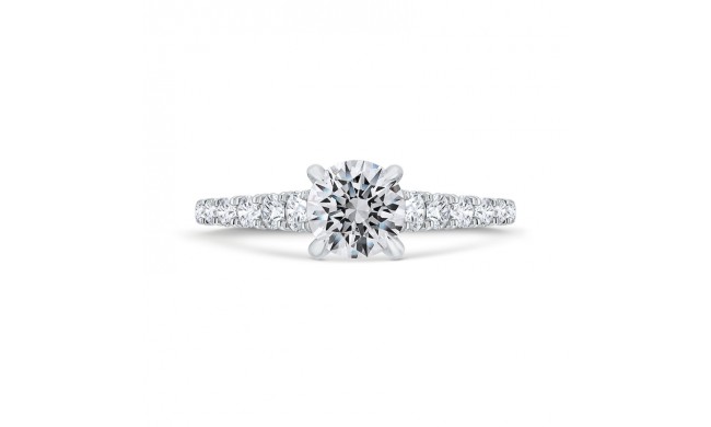 Shah Luxury 14K White Gold Round Diamond Solitaire Plus Engagement Ring with Milgrain (Semi-Mount)