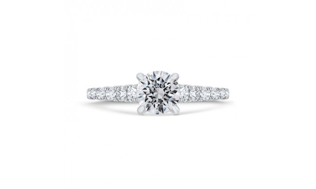 Shah Luxury 14K White Gold Round Diamond Solitaire Plus Engagement Ring with Milgrain (Semi-Mount)