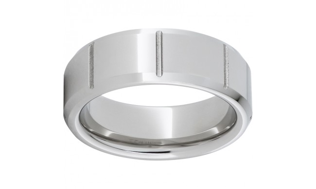 Serinium Beveled Edge Band with Milled Vertical Grooves