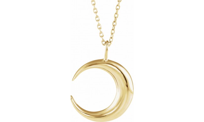 14K Yellow Crescent Moon 16-18 Necklace
