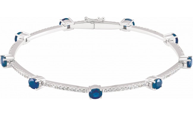 14K White Sapphire & 3/4 CTW Diamond Line Bracelet