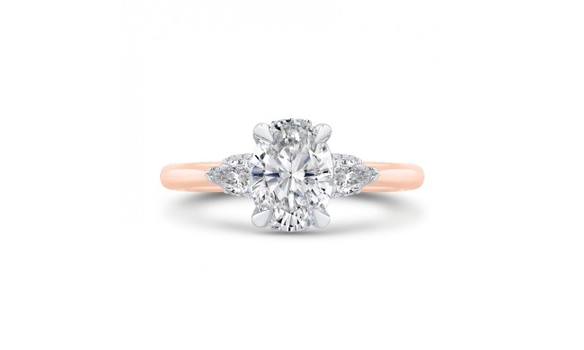 Shah Luxury 14K Two Tone Gold Three Stone Round Diamond Engagement Ring
