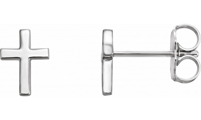 Platinum 7.5 mm Cross Earrings