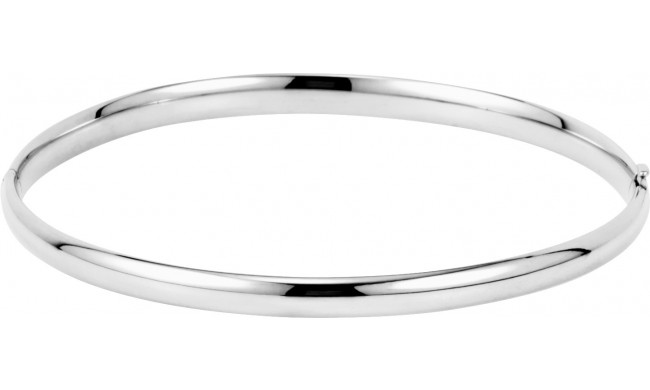 14K White 4 mm Hinged Bangle Bracelet