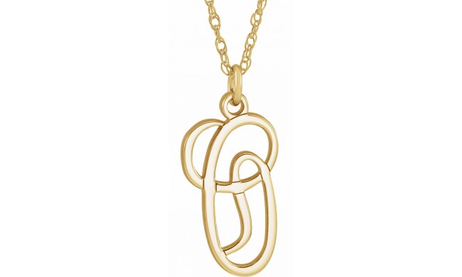 14K Yellow Script Initial O 16-18 Necklace
