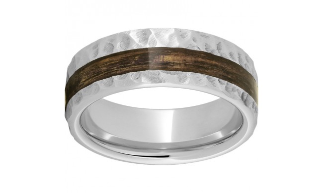 Serinium Pipe Cut Band with Off-Center Bourbon Barrel Aged Inlay and Moon Finish