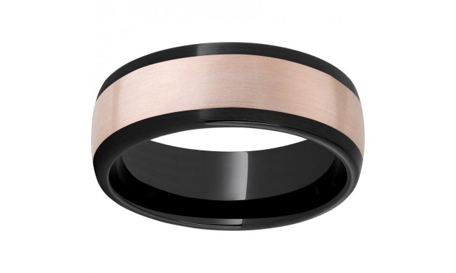 Black Diamond Ceramic Domed Band with 5mm 14K Rose Gold Inlay and Satin Finish