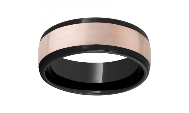 Black Diamond Ceramic Domed Band with 5mm 14K Rose Gold Inlay and Satin Finish
