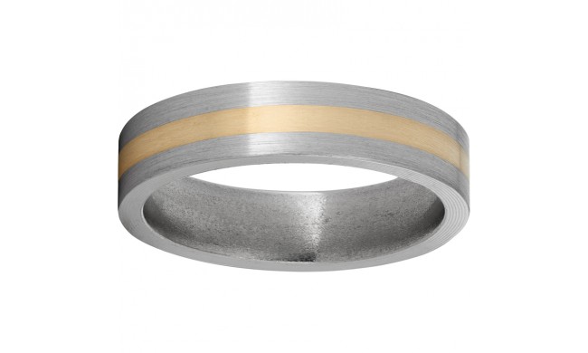 Titanium Flat Band with a 2mm 14K Yellow Gold Inlay and Satin Finish