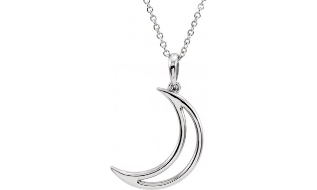 14K White 25.7x4.7 mm Crescent Moon 16 Necklace