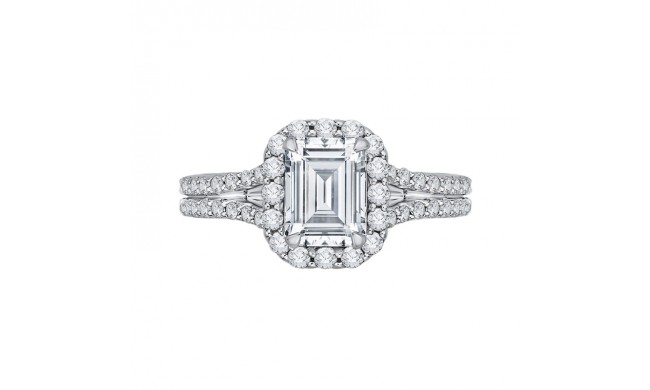 Shah Luxury 14K Two-Tone Gold Emerald Diamond Halo Vintage Engagement Ring with Split Shank (Semi-Mount)