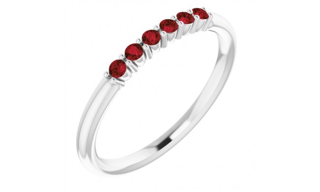 14K White Mozambique Garnet Stackable Ring