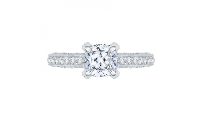 Shah Luxury 14K White Gold Cushion Diamond Engagement Ring (Semi-Mount)